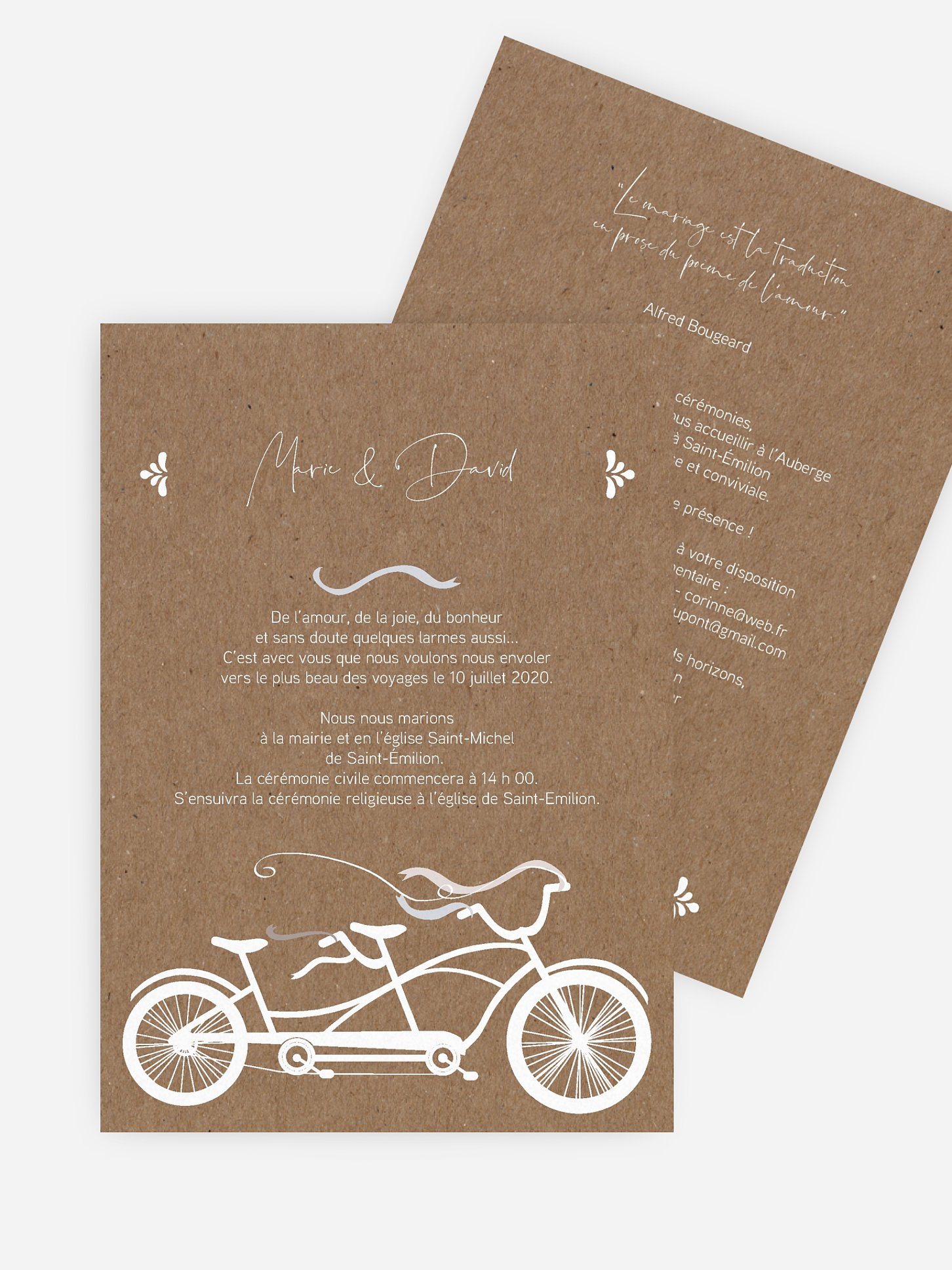 Faire-part de mariage Tandem champetre