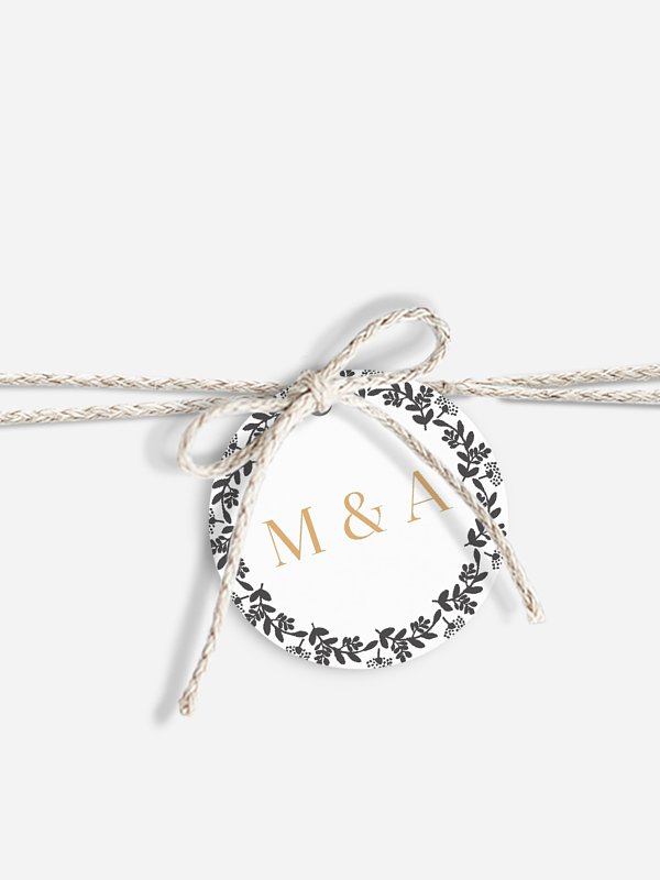 Anhänger mit Band zur Hochzeit Purist Wreath