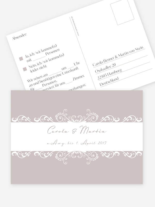 Antwortkarte Hochzeit Klassik