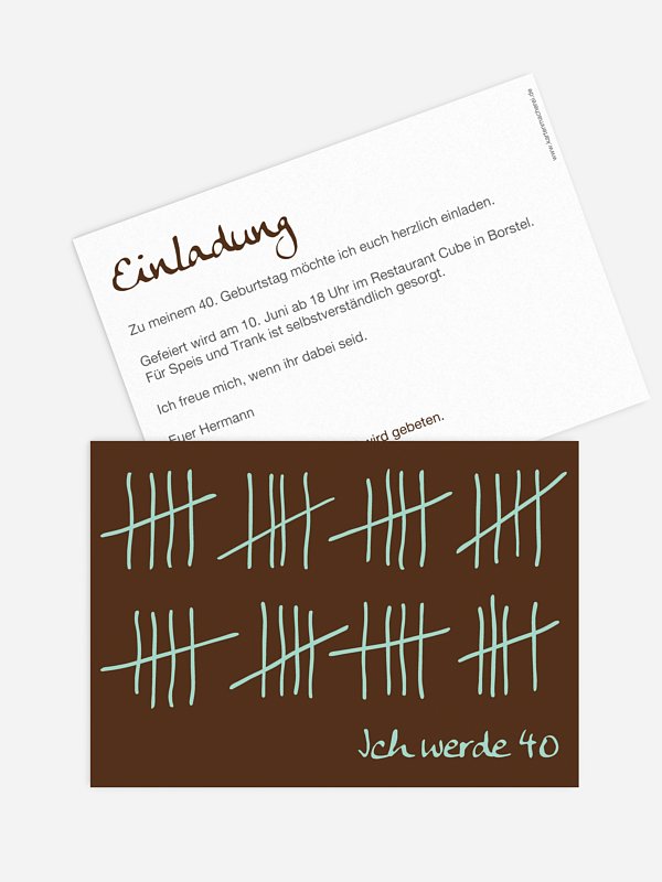 Einladung 40. Geburtstag Strichliste