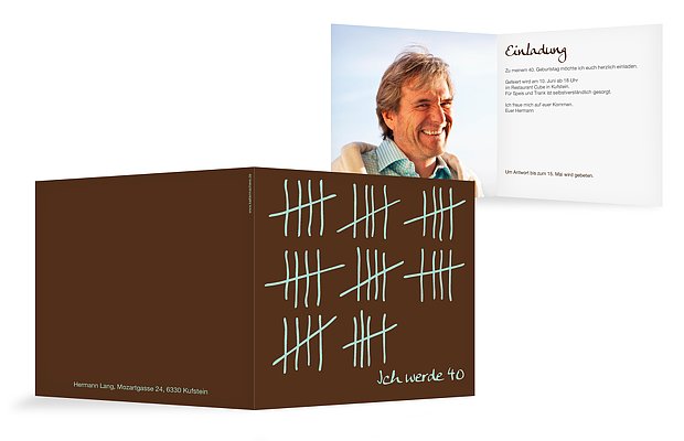 Einladung 40. Geburtstag Strichliste