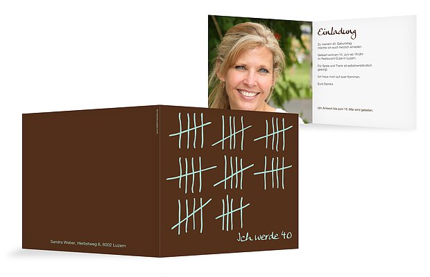 Einladung 40. Geburtstag Strichliste