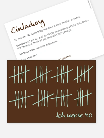 Einladung 40. Geburtstag Strichliste