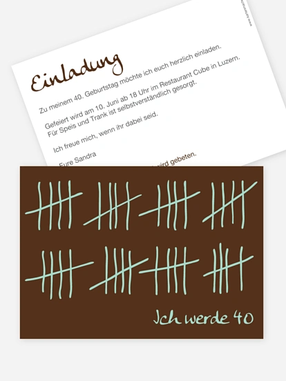 Einladung 40. Geburtstag Strichliste
