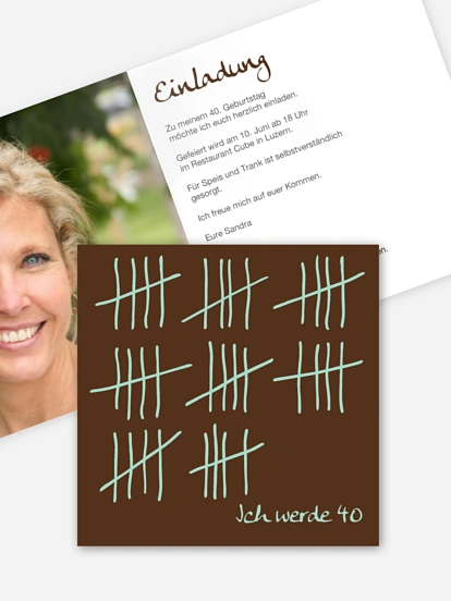 Einladung 40. Geburtstag Strichliste