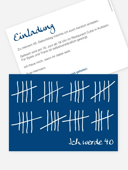 Einladung 40. Geburtstag Strichliste