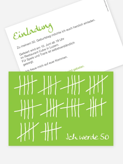 Einladung 50. Geburtstag Strichliste