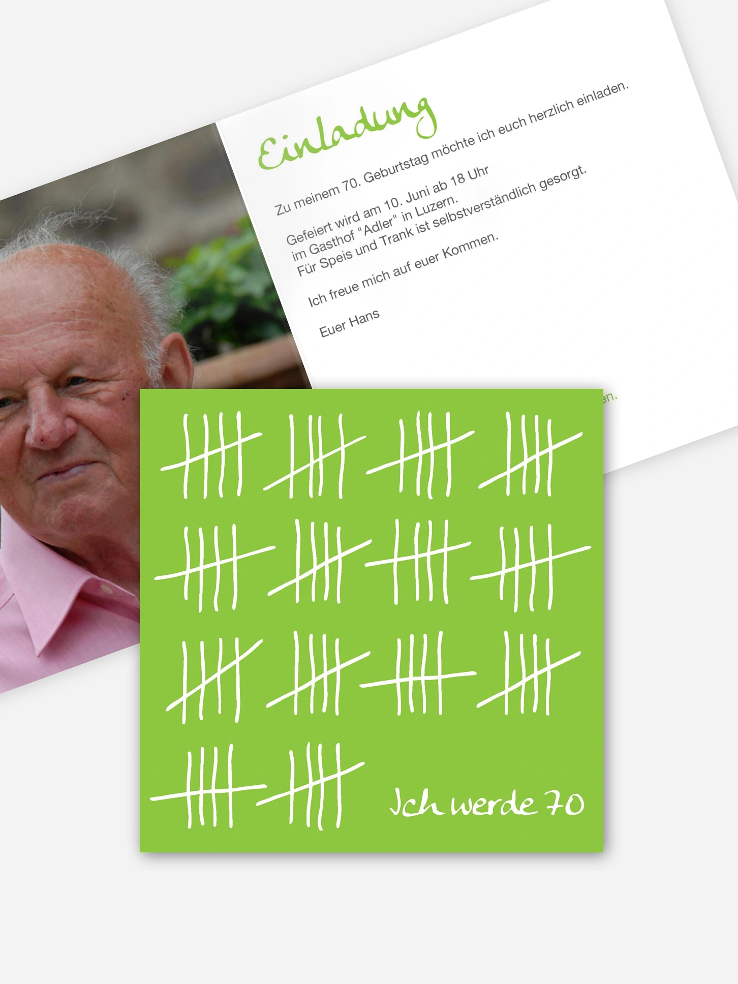 Einladung 70. Geburtstag Strichliste
