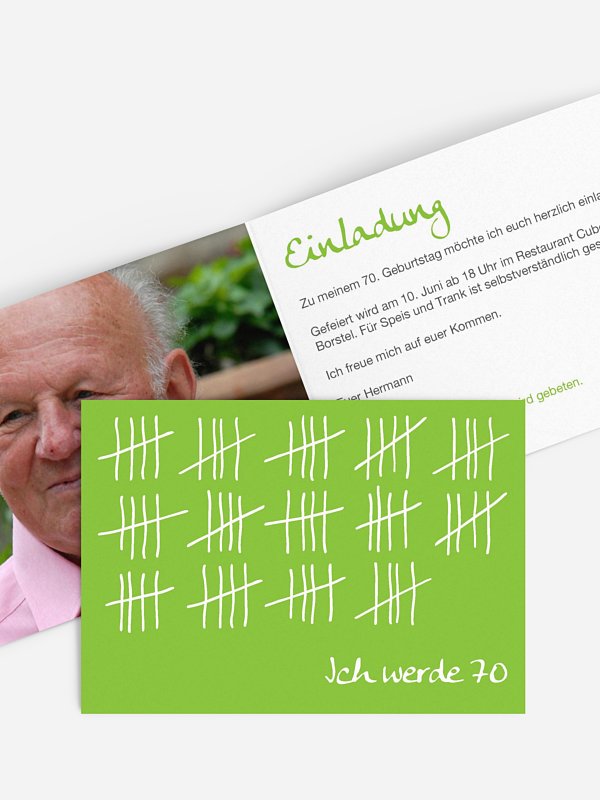 Einladung 70. Geburtstag Strichliste