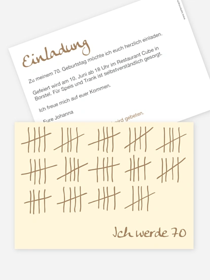 Einladung 70. Geburtstag Strichliste
