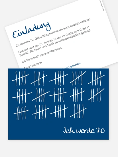 Einladung 70. Geburtstag Strichliste