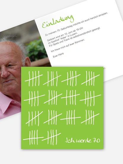 Einladung 70. Geburtstag Strichliste