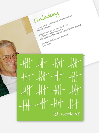 Einladung 80. Geburtstag Strichliste