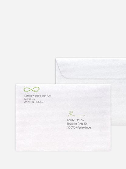 Bedruckter Briefumschlag Hochzeit Unendlich