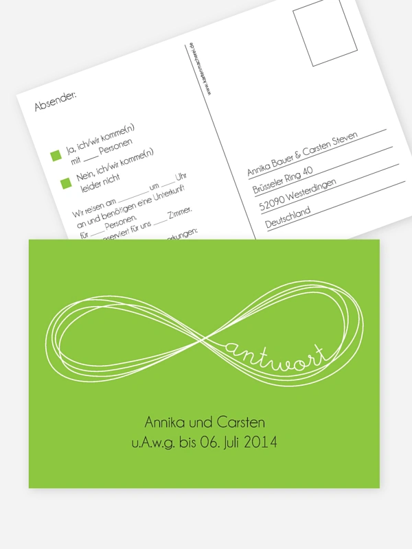 Antwortkarte Hochzeit Unendlich