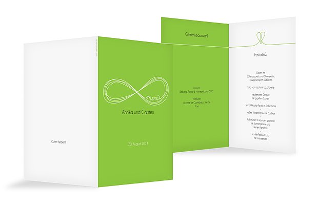 Menükarte Hochzeit Unendlich