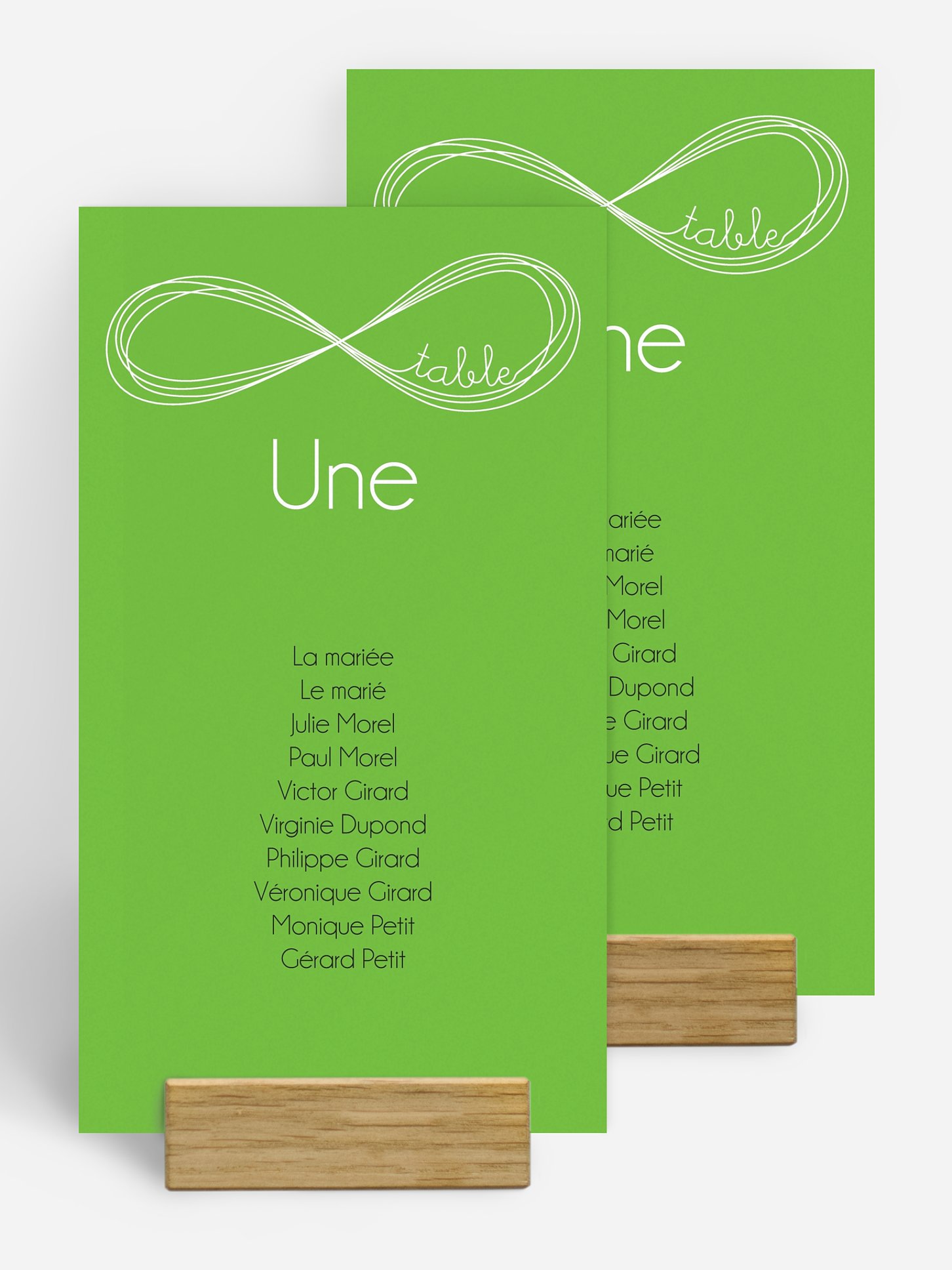 Nom de table mariage Infini