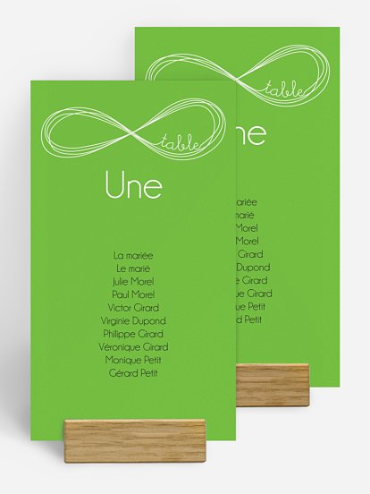 Nom de table mariage Infini