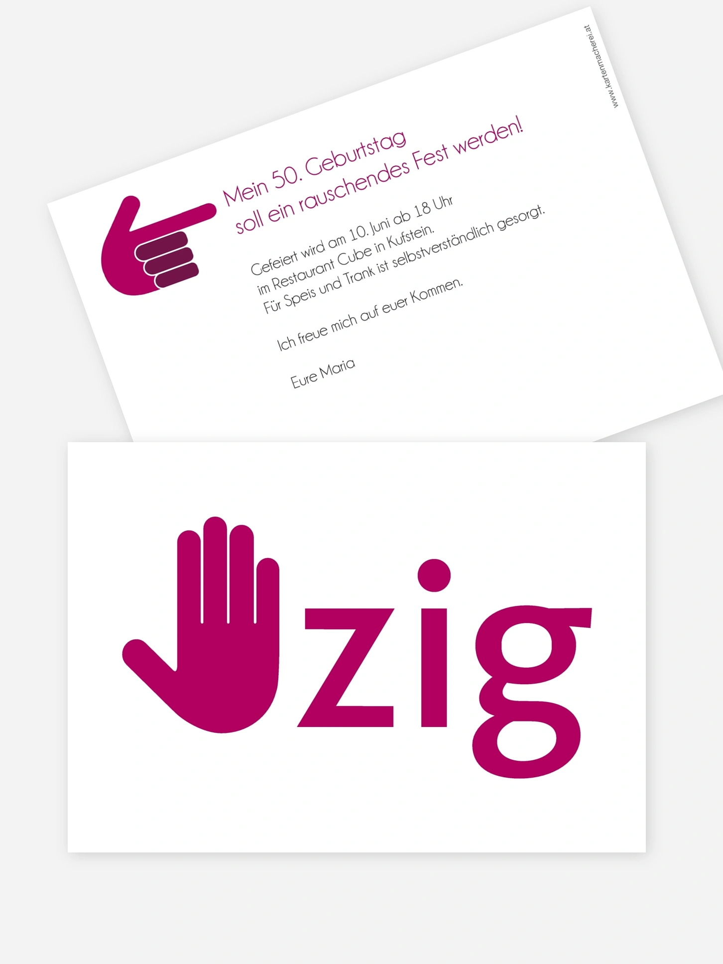 Einladung 50. Geburtstag Handzeichen