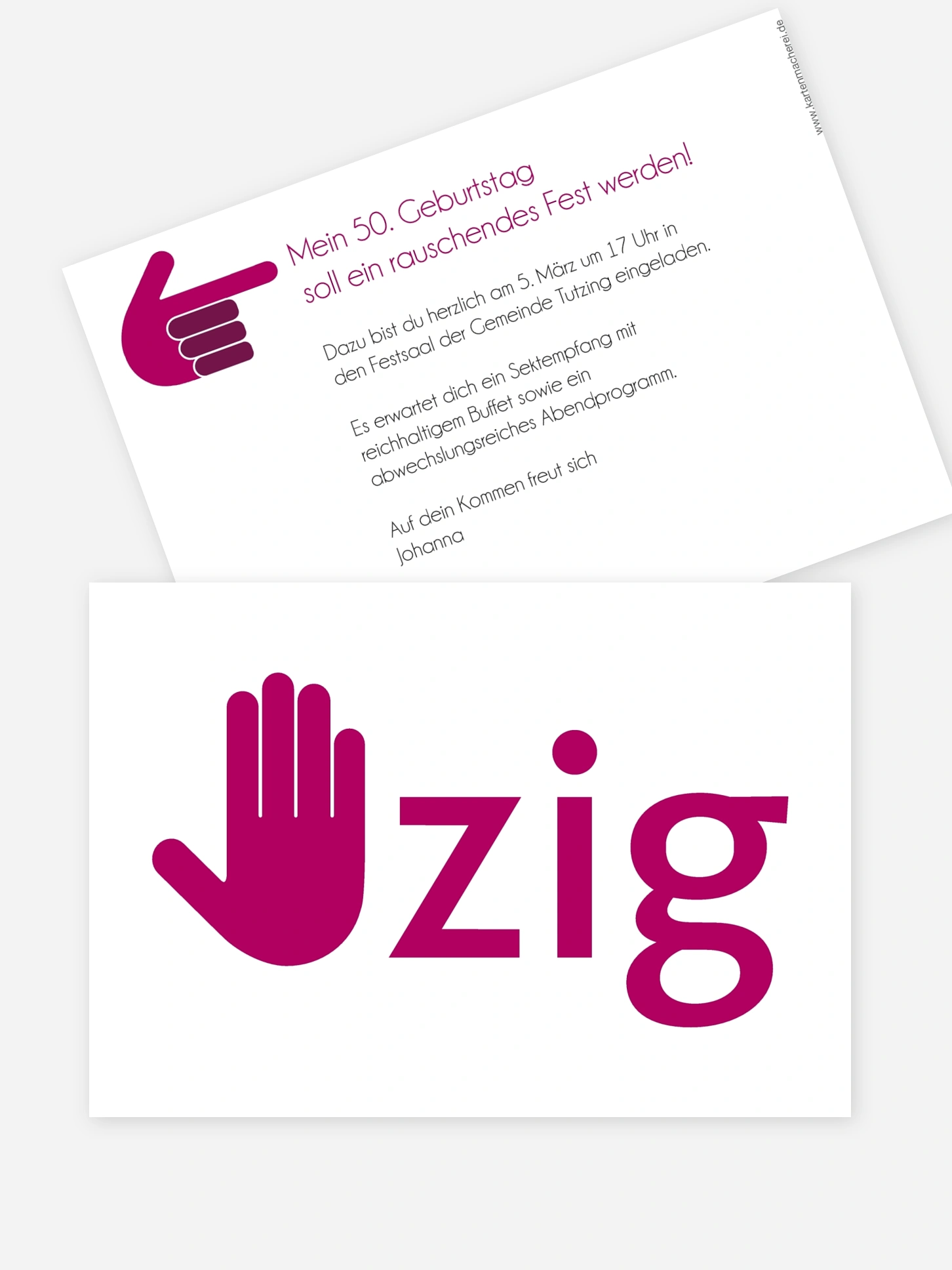 Einladung 50. Geburtstag Handzeichen