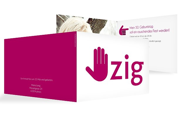 Einladung 50. Geburtstag Handzeichen
