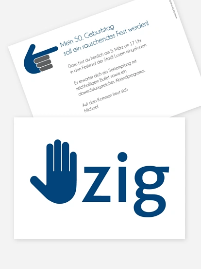 Einladung 50. Geburtstag Handzeichen
