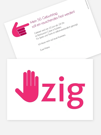 Einladung 50. Geburtstag Handzeichen