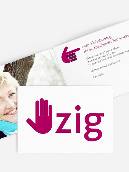 Einladung 50. Geburtstag Handzeichen
