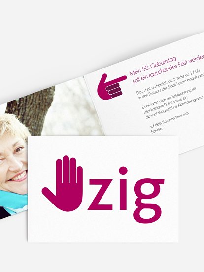 Einladung 50. Geburtstag Handzeichen