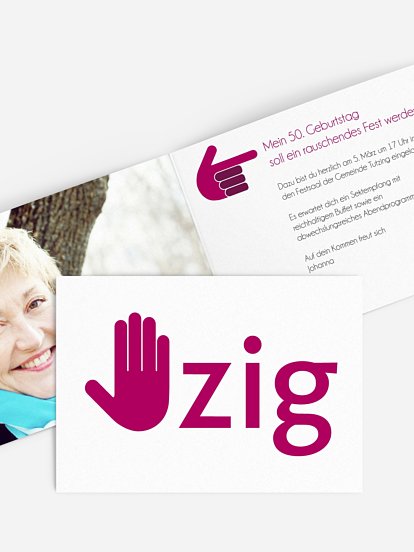 Einladung 50. Geburtstag Handzeichen
