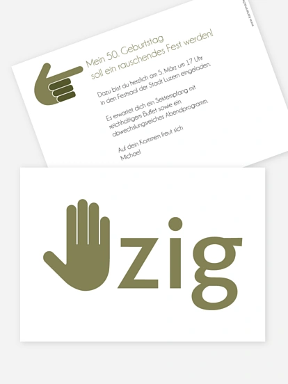Einladung 50. Geburtstag Handzeichen