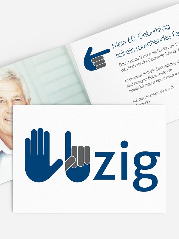 Einladung 60. Geburtstag Handzeichen