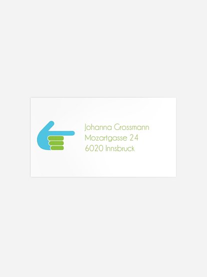 Empfängeraufkleber Geburtstag Handzeichen