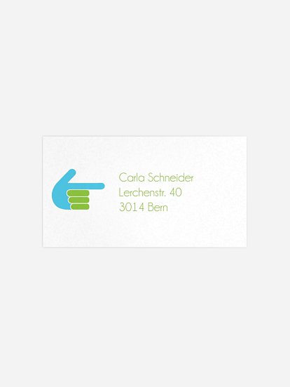 Empfängeraufkleber Geburtstag Handzeichen