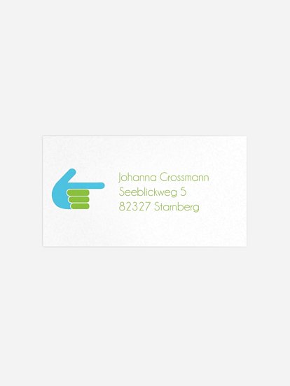 Empfängeraufkleber Geburtstag Handzeichen