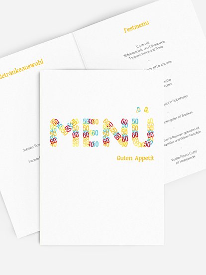 Menükarte Geburtstag Zahlenspiel