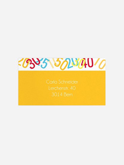 Empfängeraufkleber Geburtstag Zahlenspiel