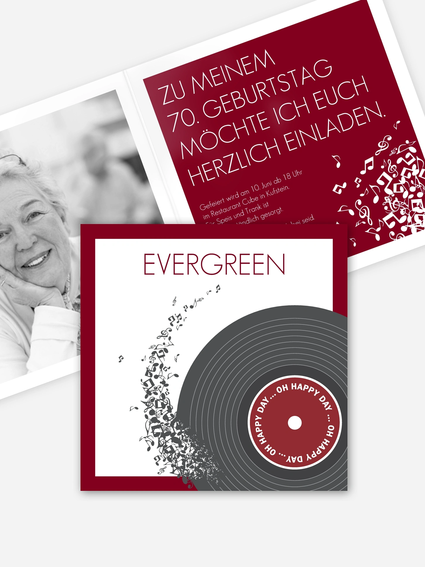 Einladung 70. Geburtstag Schallplatte