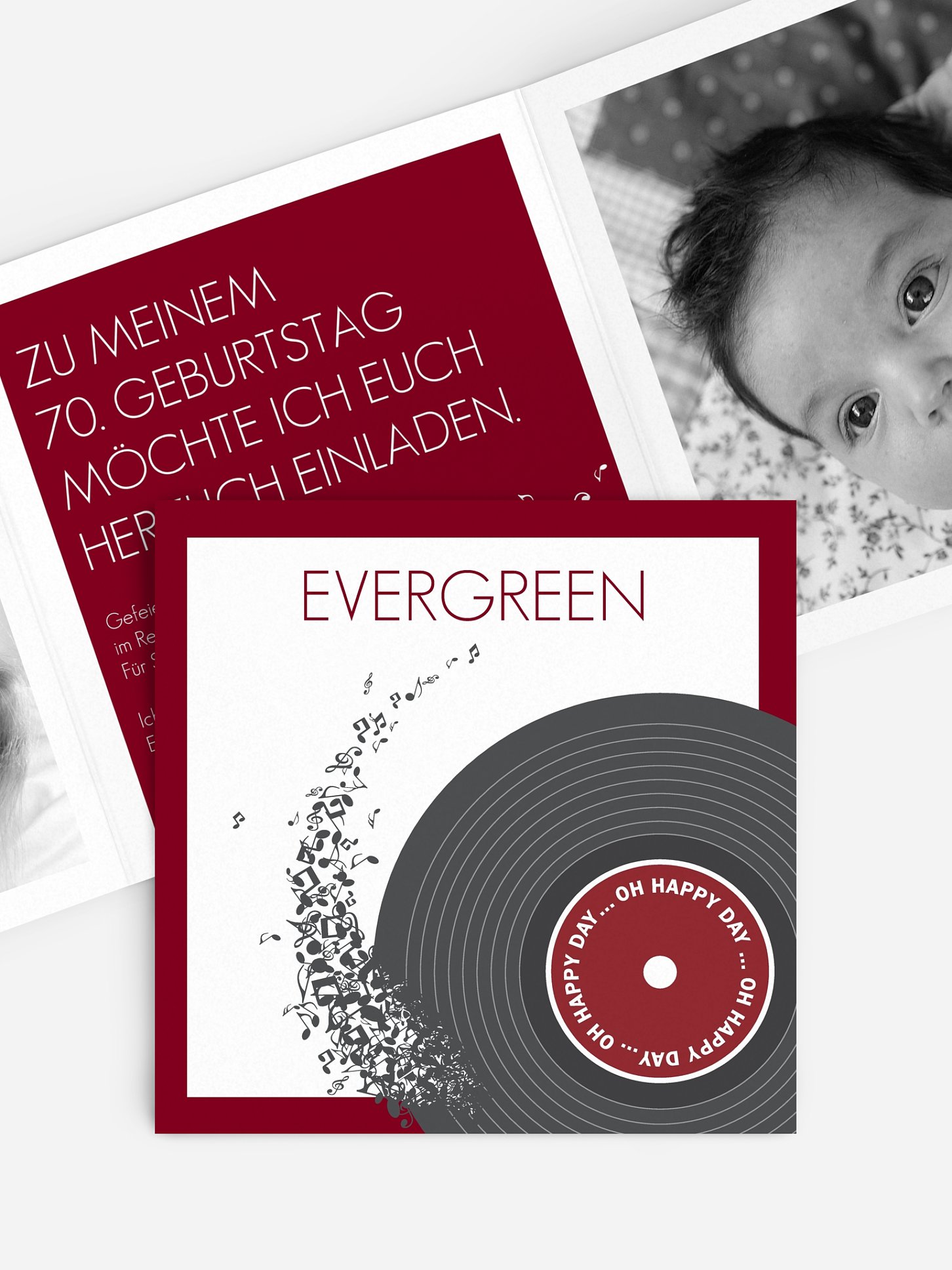 Einladung 70. Geburtstag Schallplatte