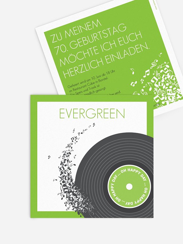 Einladung 70. Geburtstag Schallplatte