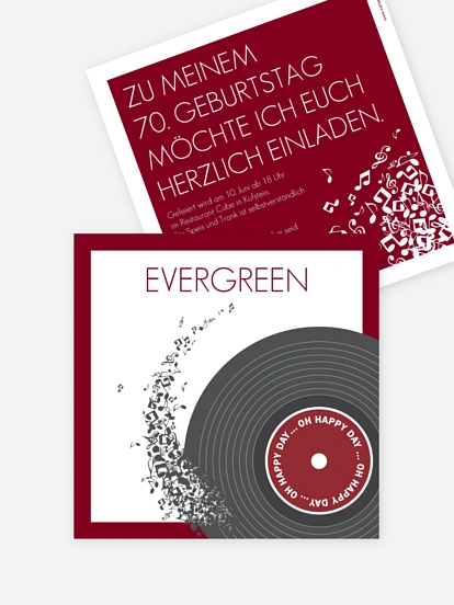Einladung 70. Geburtstag Schallplatte