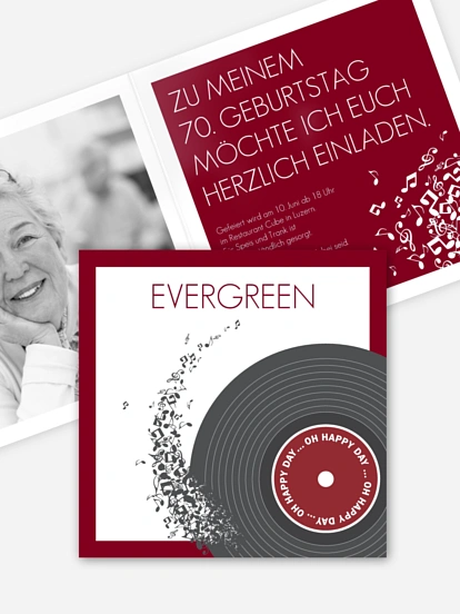 Einladung 70. Geburtstag Schallplatte