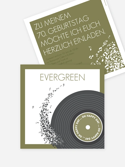 Einladung 70. Geburtstag Schallplatte