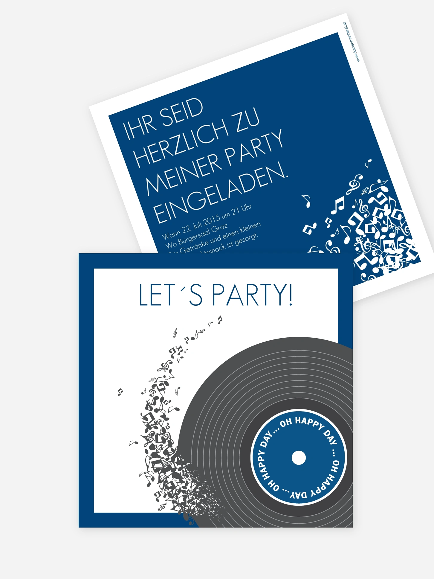 Partyeinladung Schallplatte