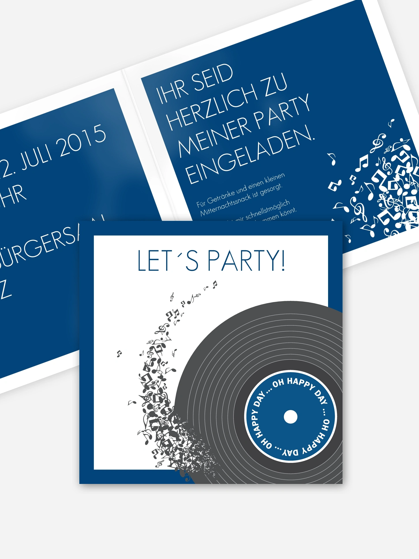 Partyeinladung Schallplatte