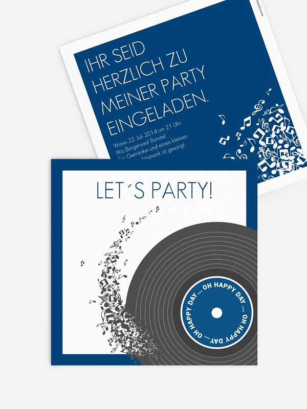 Partyeinladung Schallplatte