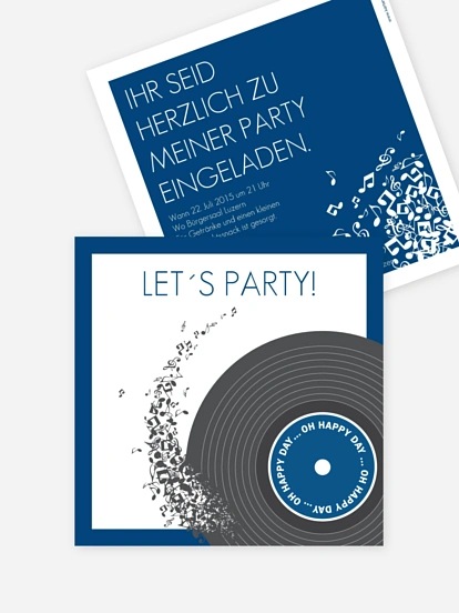 Partyeinladung Schallplatte