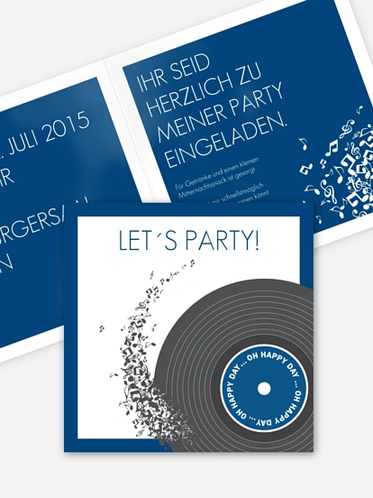 Partyeinladung Schallplatte