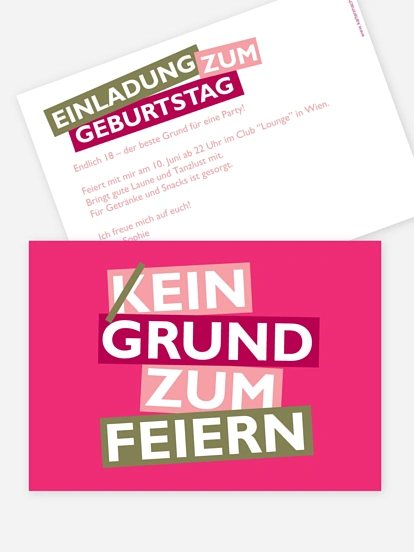 Einladung 18. Geburtstag Grund zum Feiern