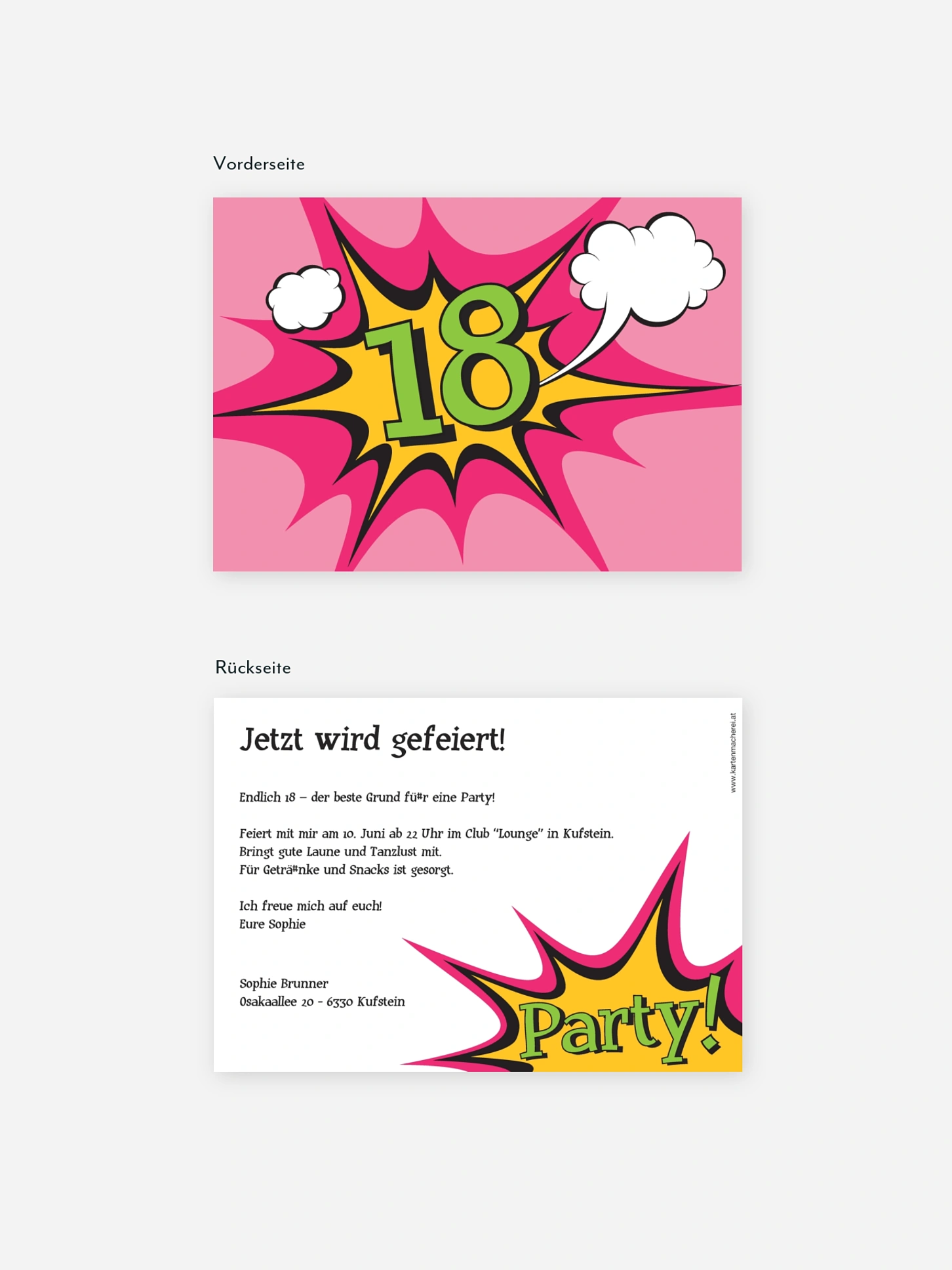 Einladung 18. Geburtstag Comic